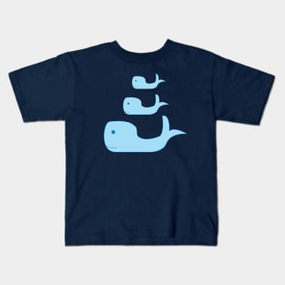 Cute Blue Whale Family of Three in the Deep Blue Sea Kids T-Shirt